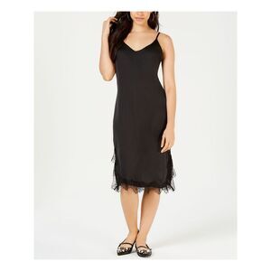 NWT PROJECT 28 NYC Womens Black Spaghetti Strap Below The Knee Cocktail Dress M